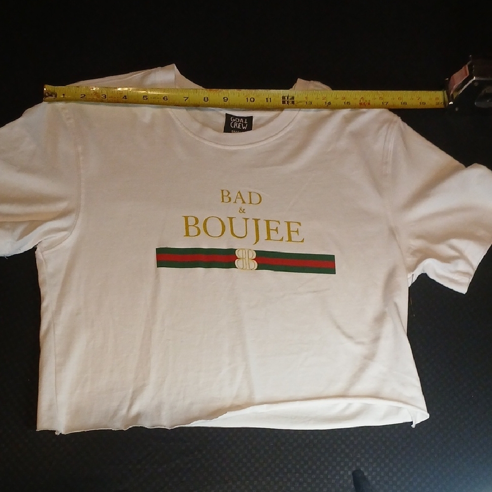 Goat Crew Small White 'Bad & Boujee' Graphic Crop Top New W/O Tag B19